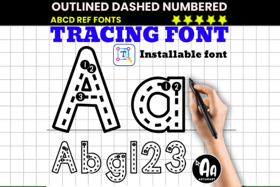 Outlined Dashed Tracing Font